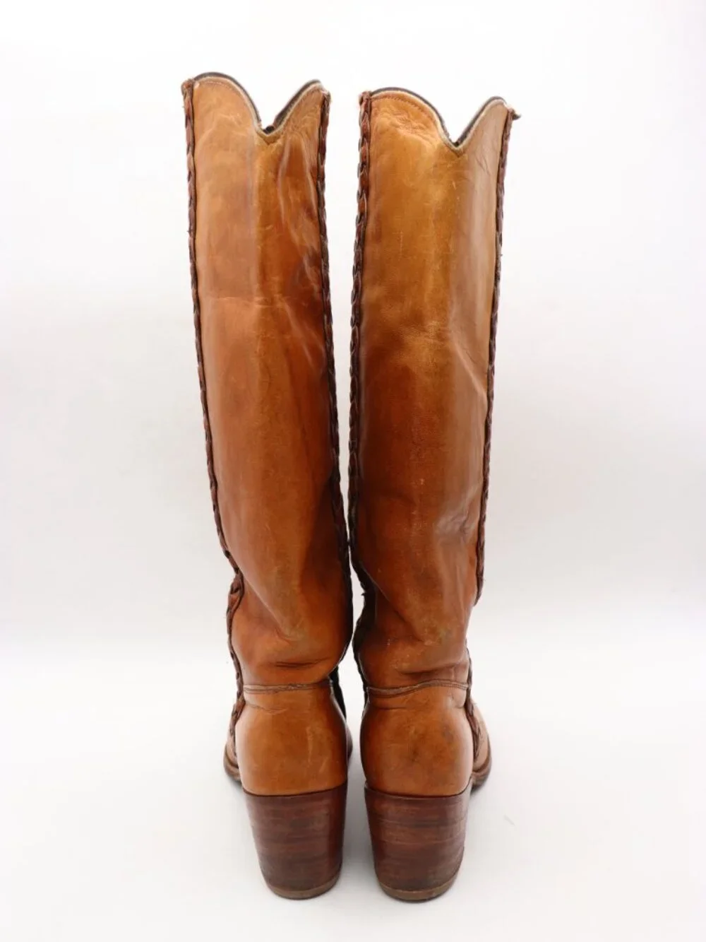 Frye Vintage Braided Women's Size 8.5 B Brown Leather Boots Made in USA - Picture 5 of 15